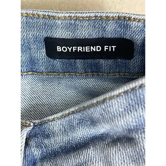 Judy Blue Jeans Womens 3/26 Blue Boyfriend Fit Distressed Mid Rise Stretch Denim - Picture 9 of 13